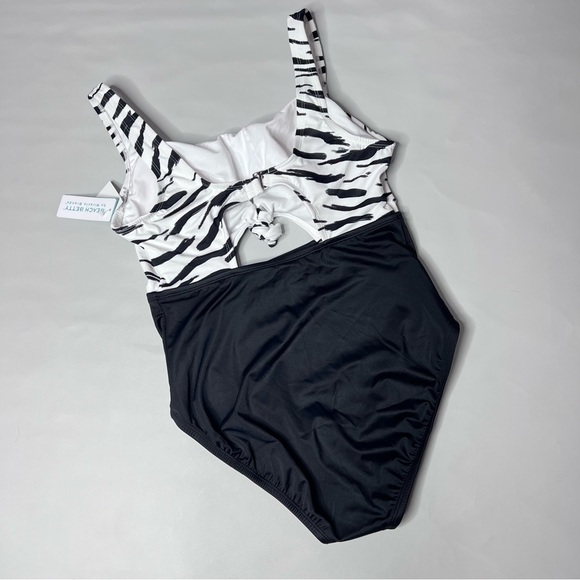 Nwt Beach Betty Women's Slimming Control Tie-Front Cut Out One Piece Swimsuit M - Picture 4 of 14